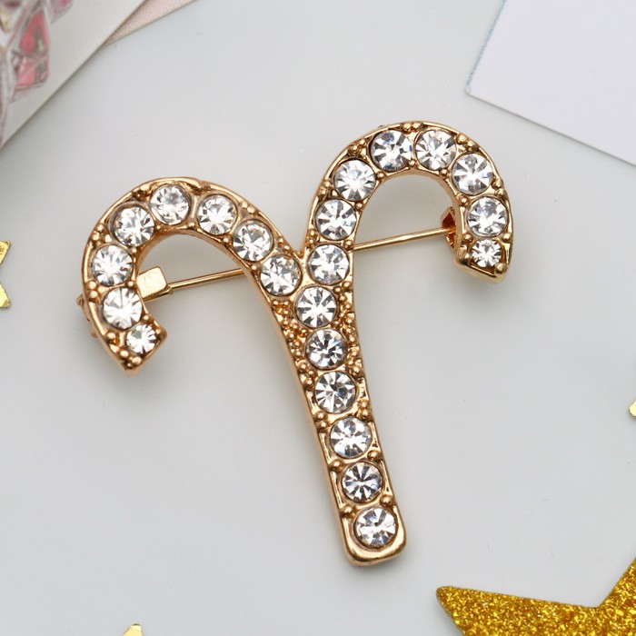 Брошь "Знаки зодиака" овен, цвет белый в золоте