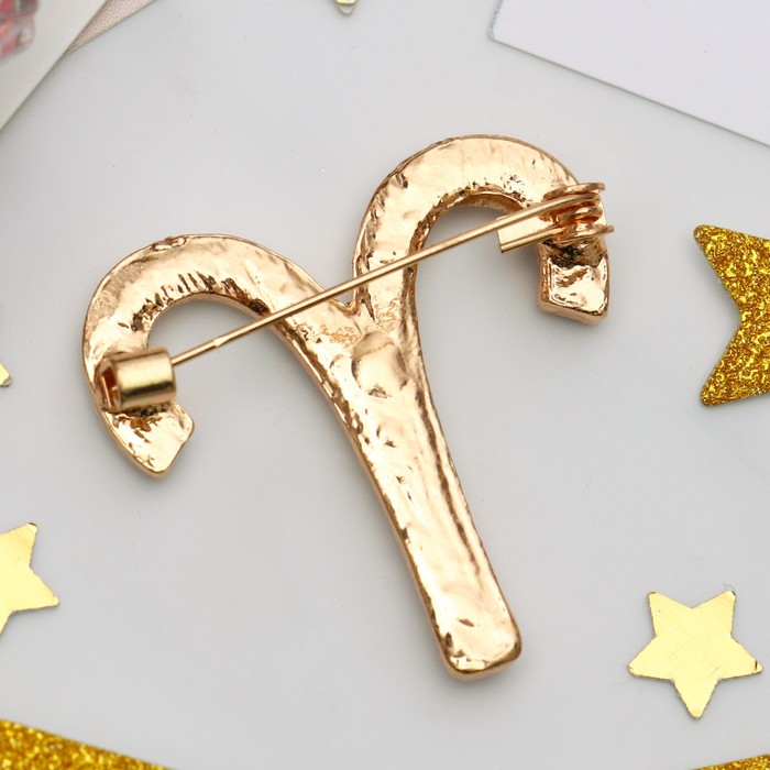 Брошь "Знаки зодиака" овен, цвет белый в золоте