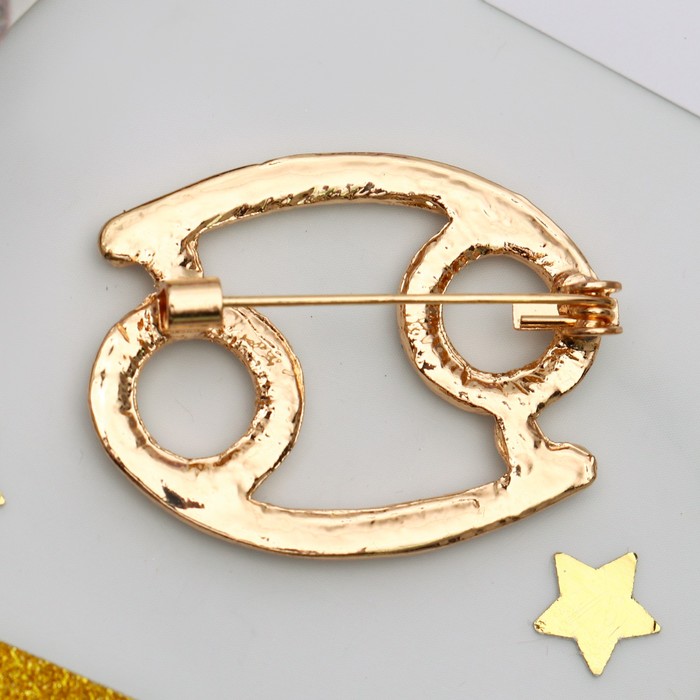 Брошь "Знаки зодиака" рак, цвет белый в золоте