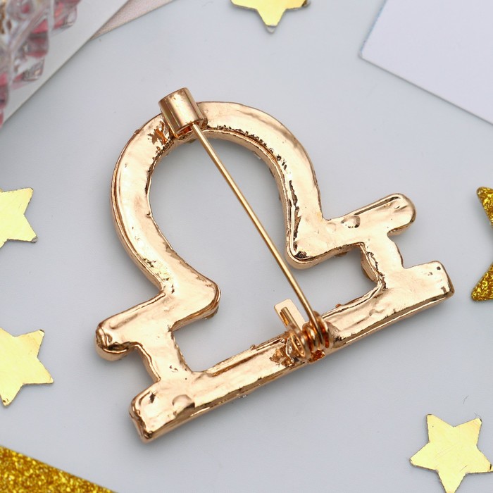 Брошь "Знаки зодиака" весы, цвет белый в золоте