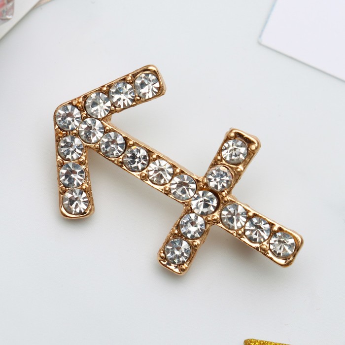 Брошь "Знаки зодиака" стрелец, цвет белый в золоте