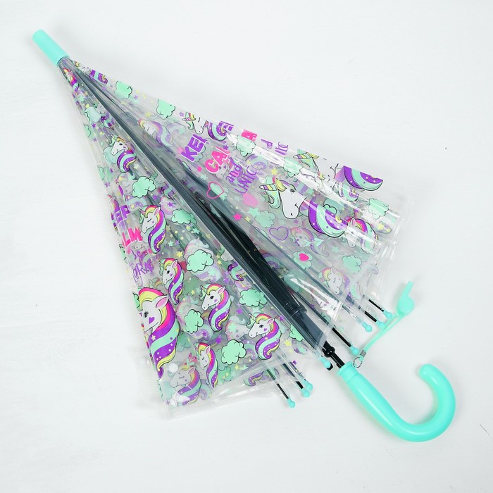 Зонт детский "Единорог", бирюзовый