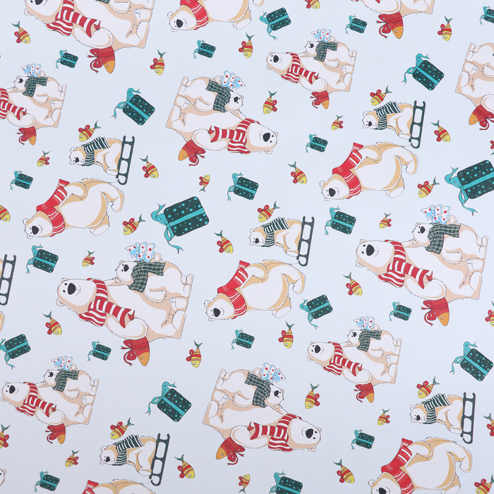 Бумага упаковочная "Белые медведи", 70 х 100 см