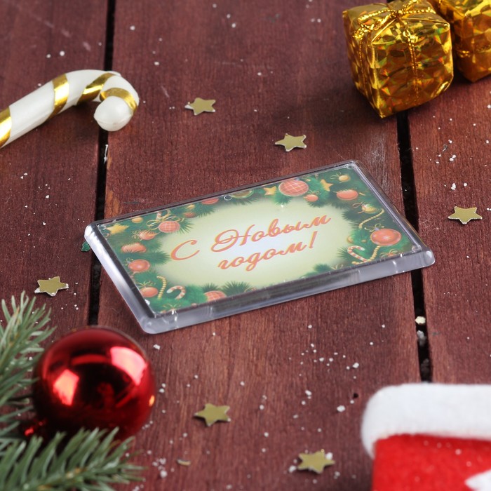 Магнит акриловый "С Новым годом! Веночек" 7,5х5,2 см