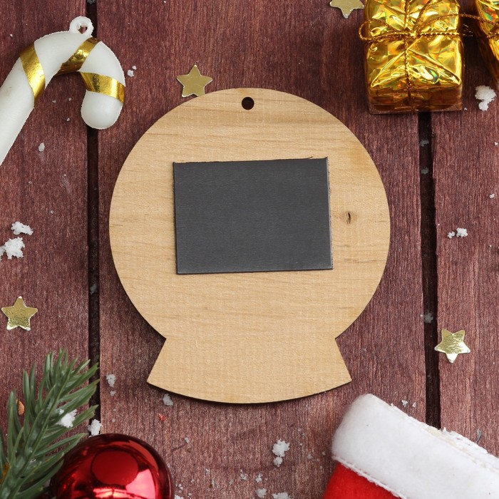 Магнит многослойный дерево "С Новым годом! Дед Мороз и малыш" 7,5х6,5 см