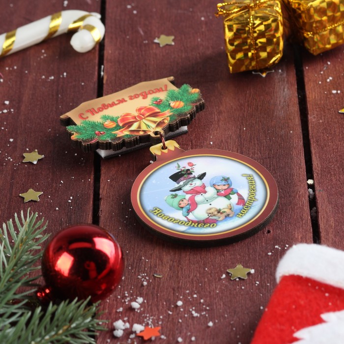 Магнит однослойный дерево "Шарик у ёлки. Снеговик" 10х5,5 см