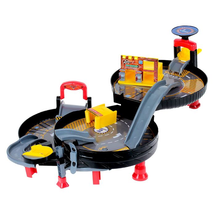 УЦЕНКА Игровой набор в чемоданчике "Паркинг"+ БОНУС игровой элемент 3D, Тачки