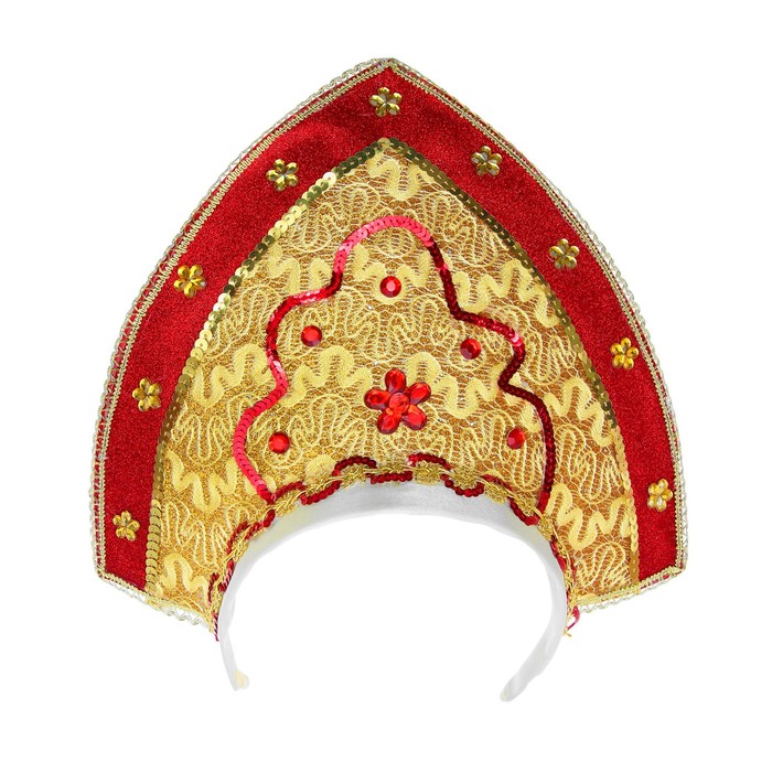 Карнавальный кокошник "Вдохновение", цвет золотисто-красный
