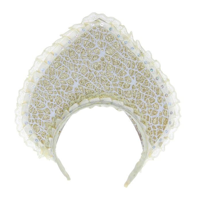 Карнавальный кокошник "Сказка", цвет золотисто белый