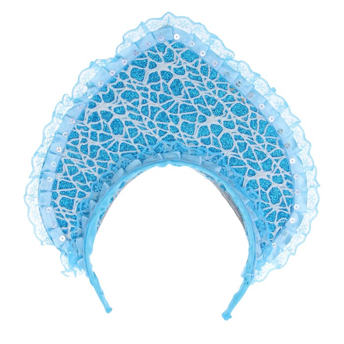 Карнавальный кокошник "Сказка", цвет сине белый
