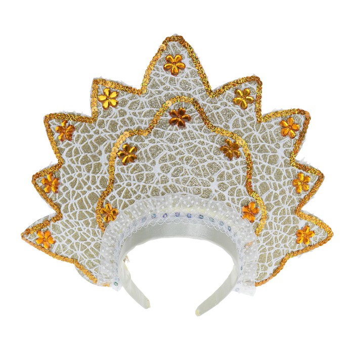 Карнавальный кокошник "Волшебство", цвет золотисто-белый