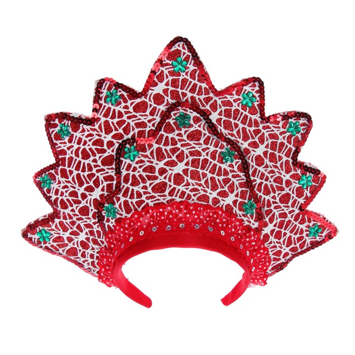 Карнавальный кокошник "Волшебство", цвет красно-белый
