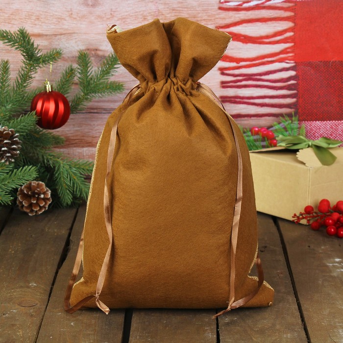 Мешок для подарков "Олень" ёлка со звездой, на завязках