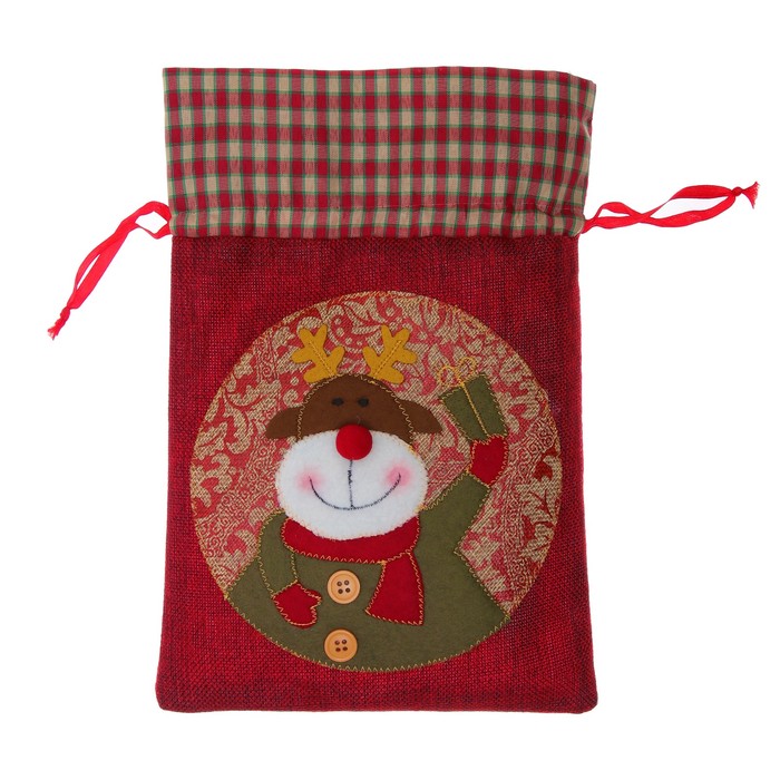 Мешок для подарков "Оленёнок с подарком" на завязках