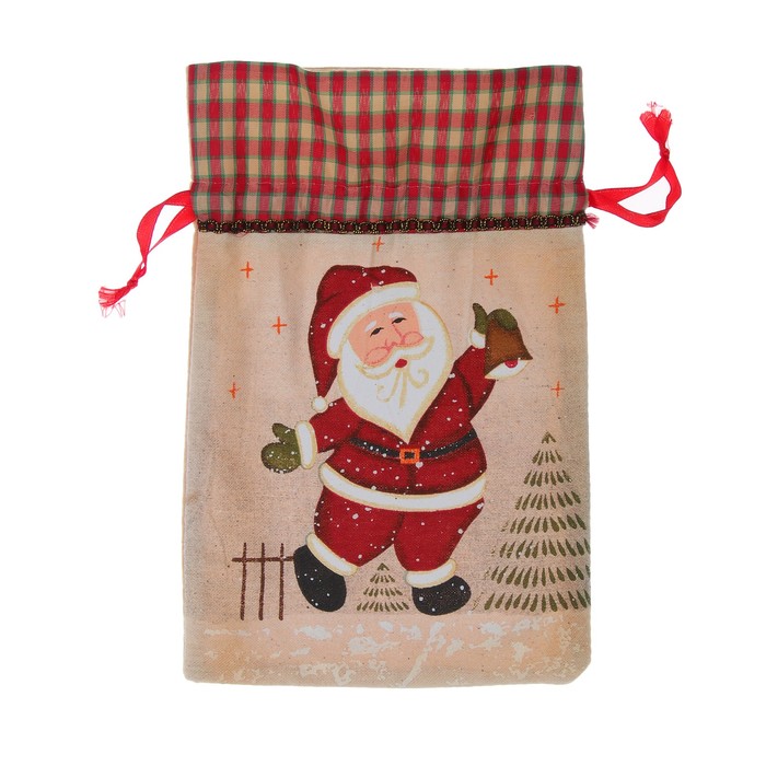 Мешочек для подарков "Дед Мороз с колокольчиком"