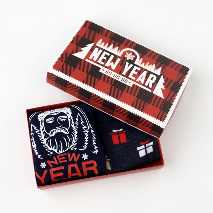 Подарочный набор "New Year" трусы мужские р-р 56, с носками р-р 41-44