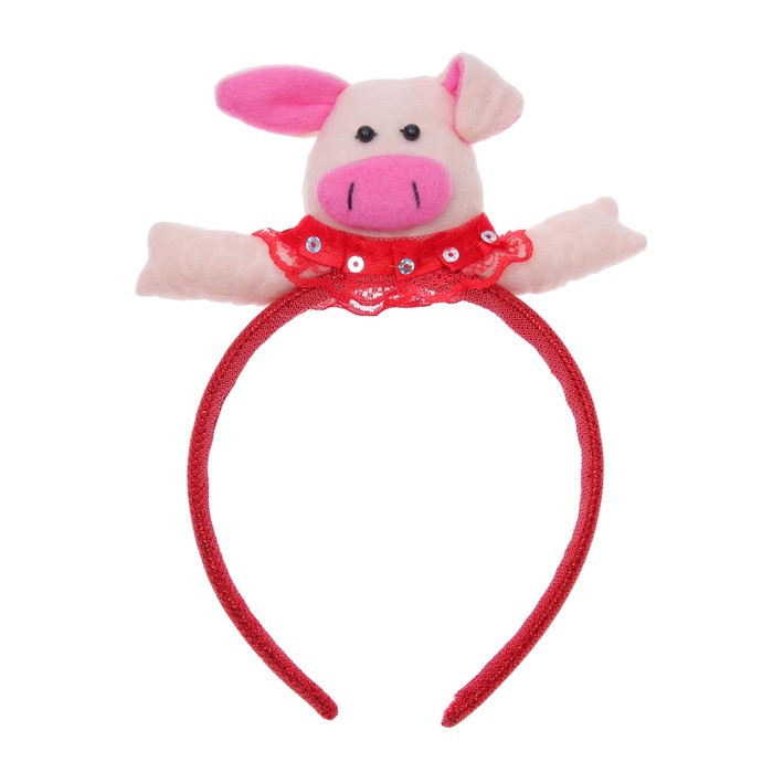 Карнавальный ободок "Свинка", цвет красно-белый