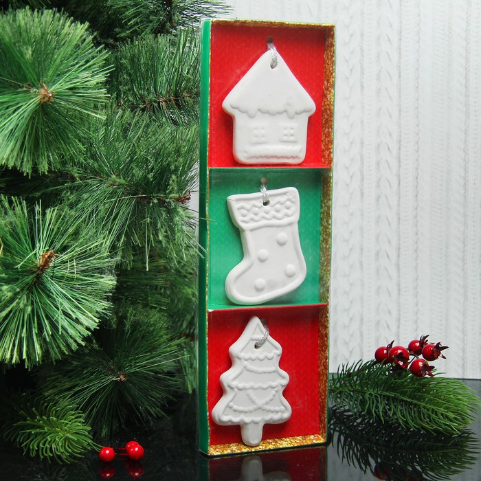 Набор новогодних подвесок под раскраску 3 шт "Восторг" с подвесом