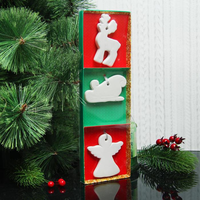 Набор новогодних подвесок под раскраску 3 шт "Волшебство" с подвесом