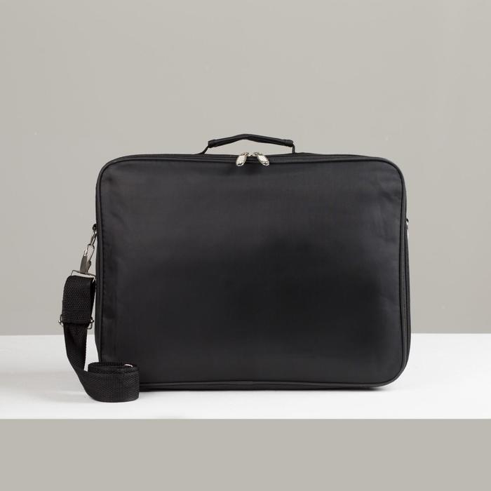 Сумка деловая, 2 отдела на молниях, 2 наружных кармана, длинная стропа, цвет чёрный