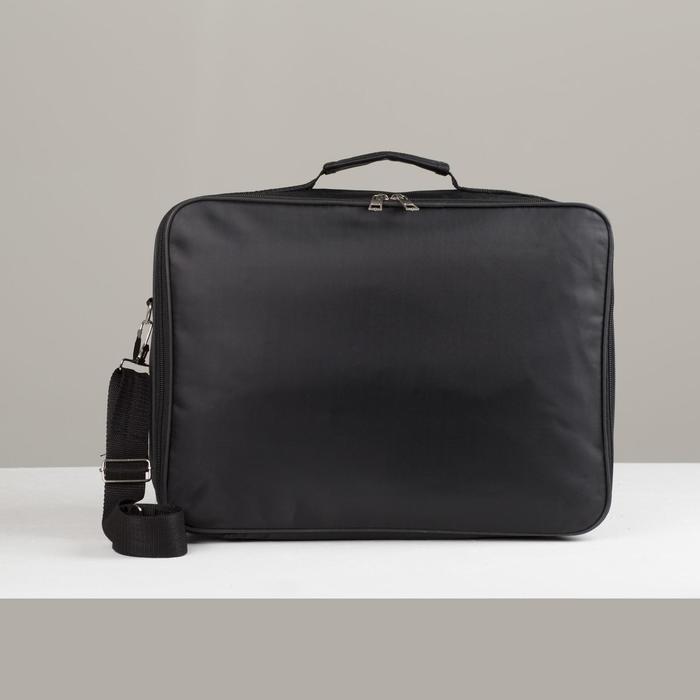 Сумка деловая, 2 отдела на молниях, 2 наружных кармана, длинная стропа, цвет чёрный