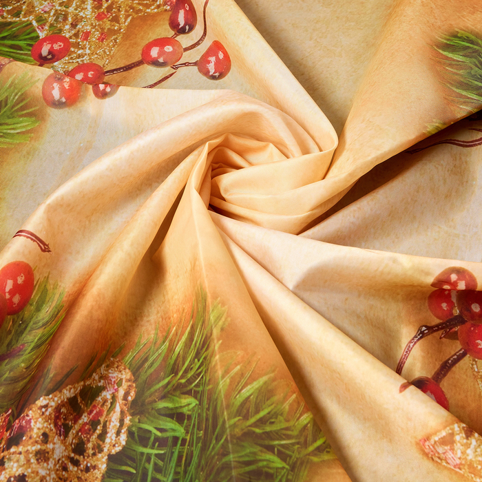 Скатерть с пропиткой «Звезды и брусника», 140х220 см, оксфорд, 240 г/м2, 100% полиэстер