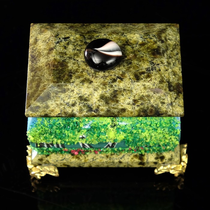 Шкатулка "Лето" змеевик, каменная крошка