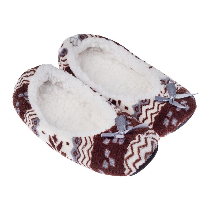 Тапочки женские арт. 330.2039.05R, цвет коричневый/белый, размер 38/39