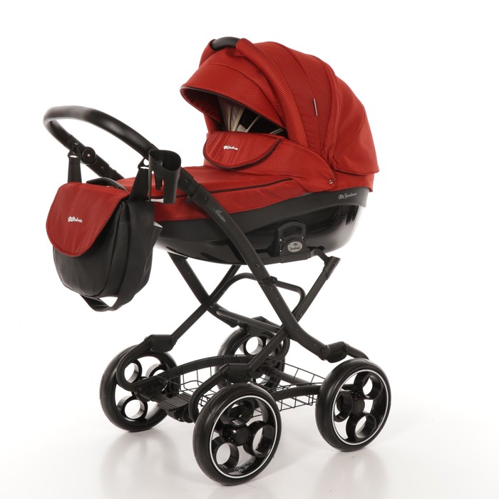 Коляска 2 в 1 Maestro, 50% эко-кожа, терракотовый в принт