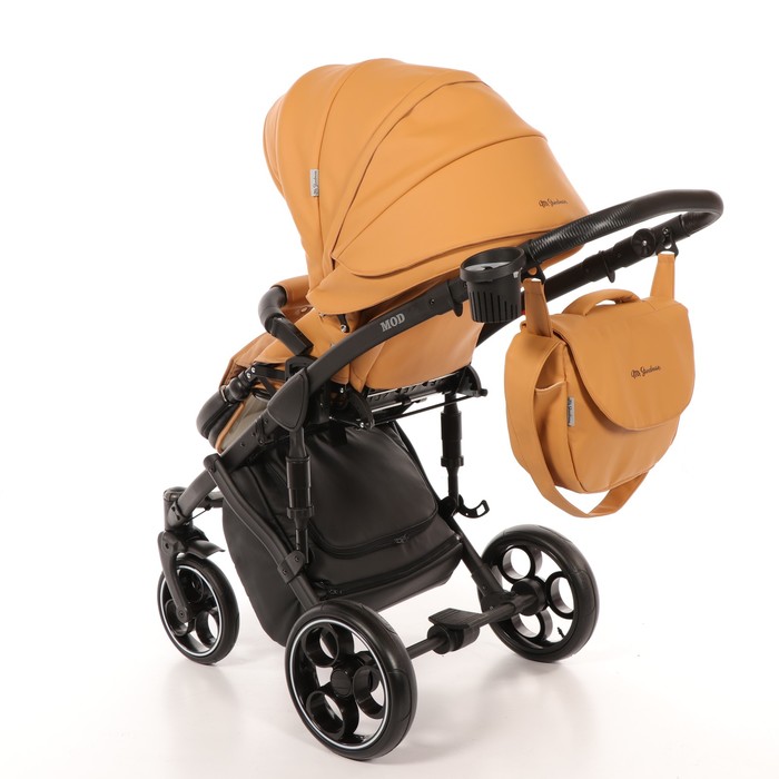 Коляска 3 в 1 Mod, 100% эко-кожа, охра коричневая