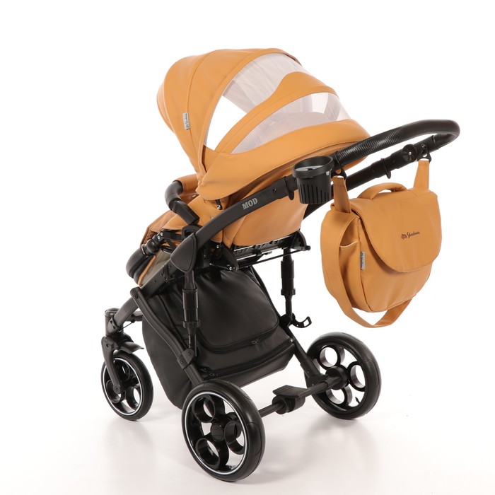 Коляска 3 в 1 Mod, 100% эко-кожа, охра коричневая