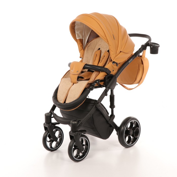 Коляска 3 в 1 Mod, 100% эко-кожа, охра коричневая