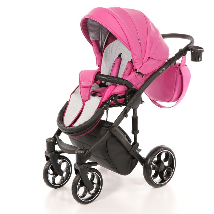 Коляска 3 в 1 Mod, 100% эко-кожа, розовый