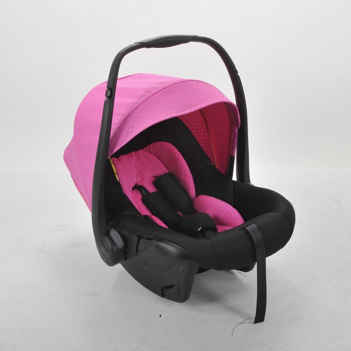 Коляска 3 в 1 West-East Premium, 50% эко-кожа, белый перфорированный - розовый в принт