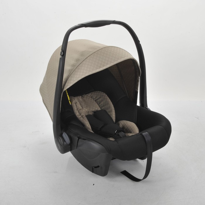 Коляска 3 в 1 West-East Premium, 50% эко-кожа, белый перфорированный - тёмно-бежевый в принт 39495