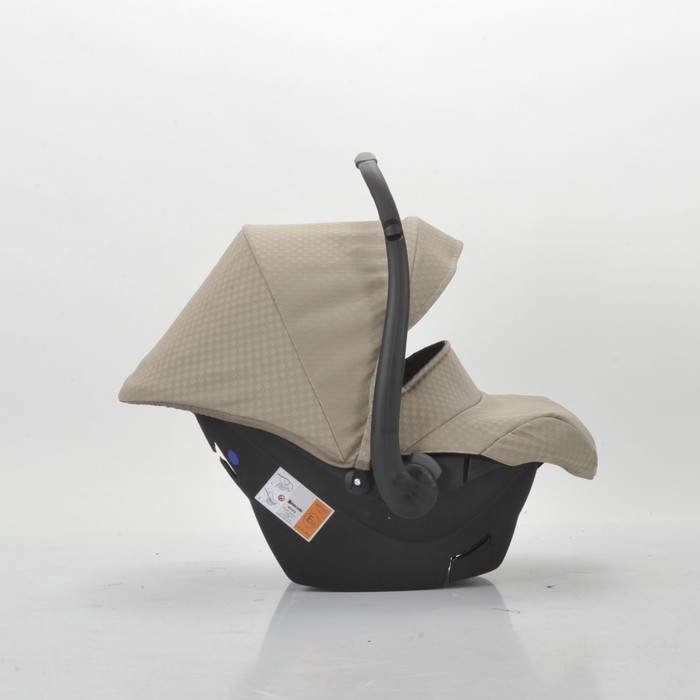 Коляска 3 в 1 West-East Premium, 50% эко-кожа, белый перфорированный - тёмно-бежевый в принт 39495