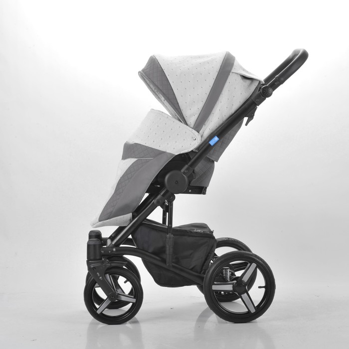 Коляска 3 в 1 West-East Premium, 50% эко-кожа, серый перфорированный - светло-серый в принт 394956