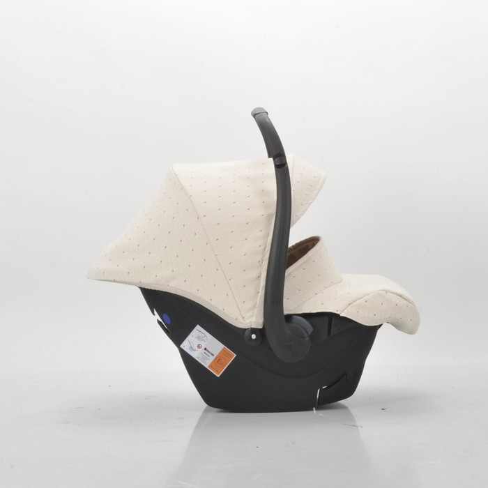 Коляска 3 в 1 West-East Premium, 50% эко-кожа, коричневый перфорированный - бежевый в принт 394956