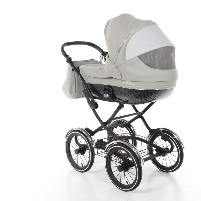 Коляска-люлька Prima, 100% эко-кожа, серый