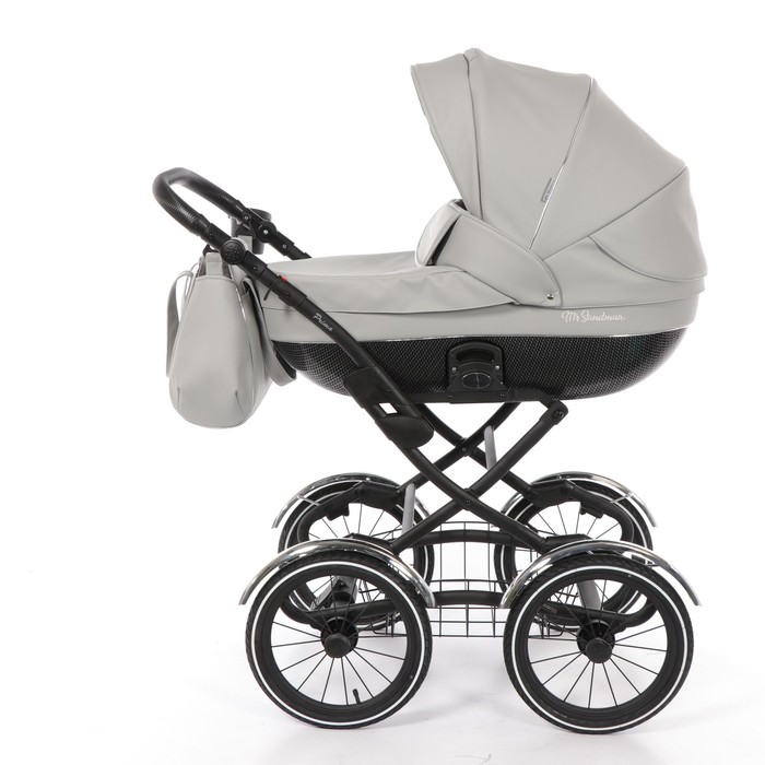Коляска-люлька Prima, 100% эко-кожа, серый