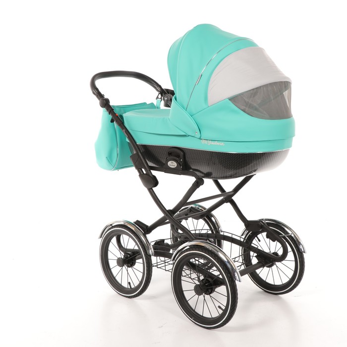 Коляска-люлька Prima, 100% эко-кожа, бирюзовый