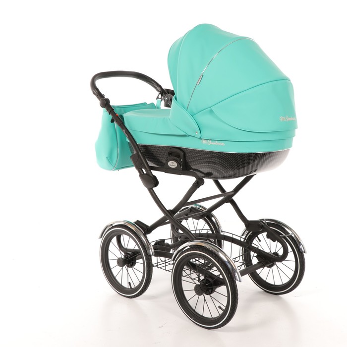 Коляска-люлька Prima, 100% эко-кожа, бирюзовый