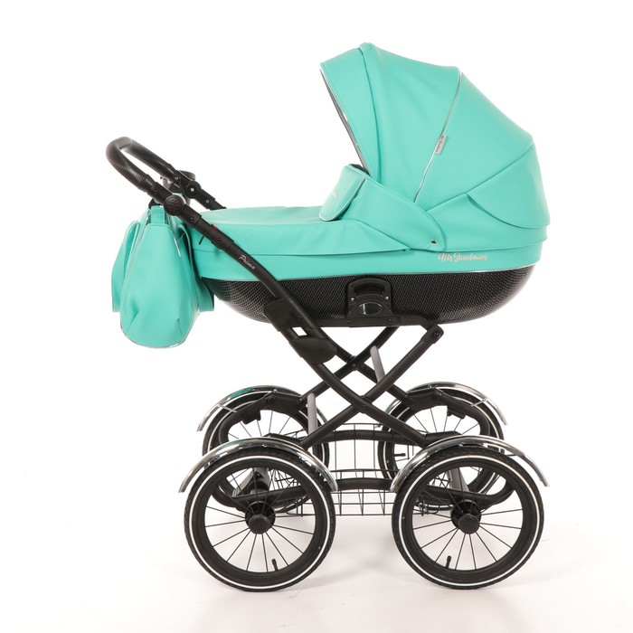 Коляска-люлька Prima, 100% эко-кожа, бирюзовый