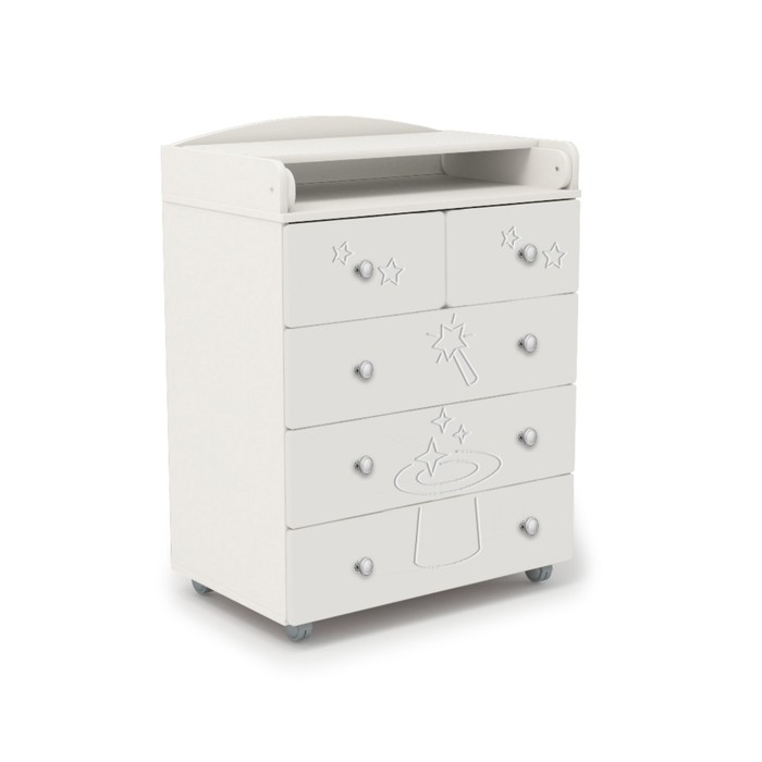 Комод пеленальный Raven, 5 ящиков, белый