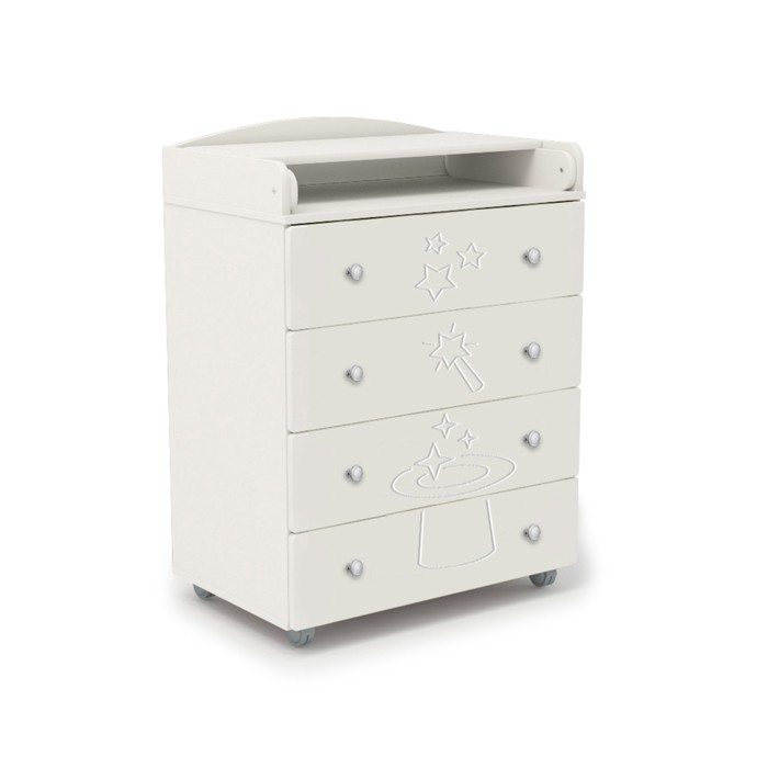 Комод пеленальный Stork 4 ящика белый