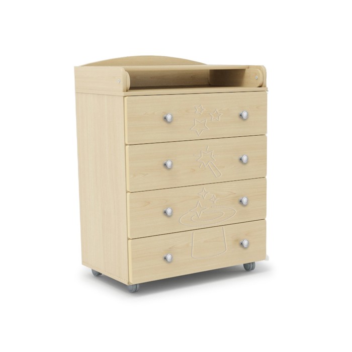 Комод пеленальный Stork, 4 ящика, берёза