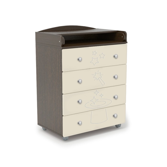 Комод пеленальный Stork, 4 ящика, венге - белый