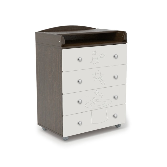 Комод пеленальный Stork, 4 ящика, венге - бежевый
