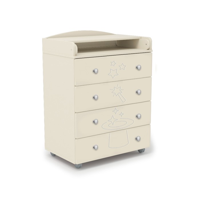Комод пеленальный Stork, 4 ящика, бежевый