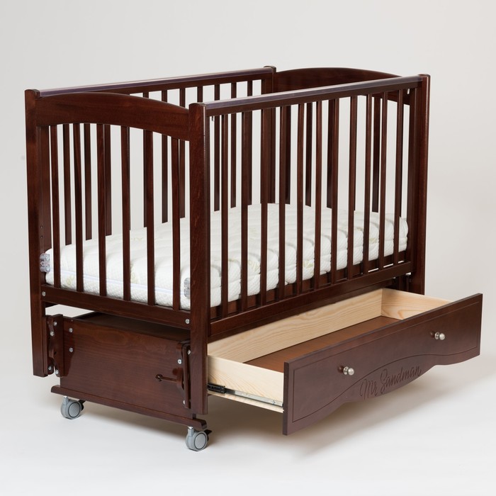 Кроватка детская Pocket, универсальный маятник, с ящиком, орех Темный